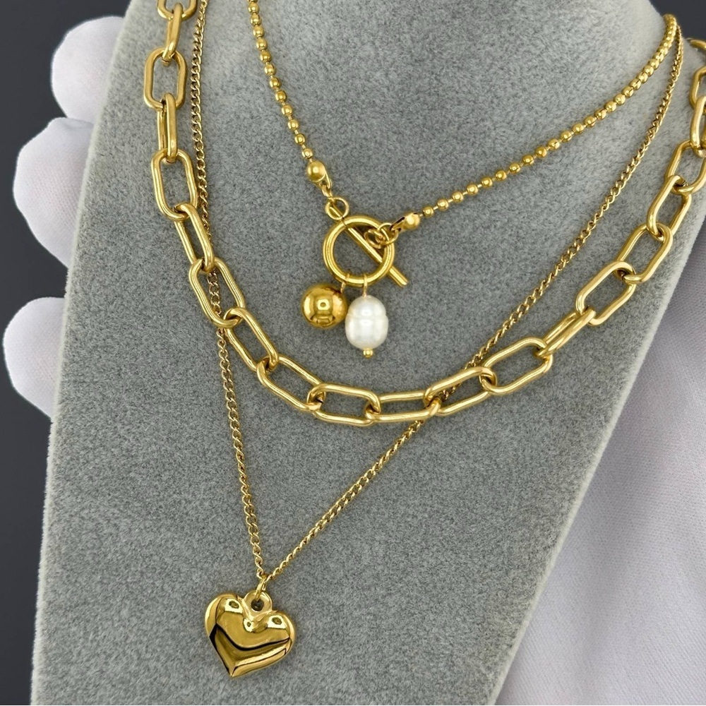 Gold Necklace with Gemstone Charms - Picture 4 of 4